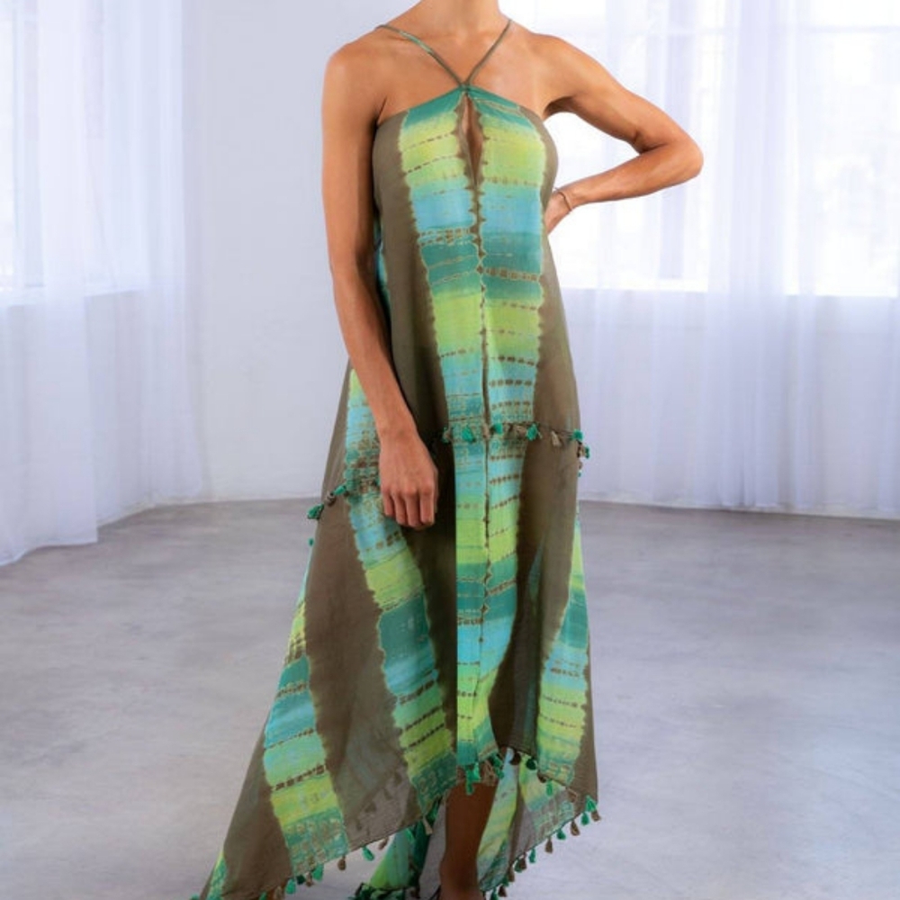 Lovestitch Tie Dye Scarf "Lilou" Dress Coverup Sz M  NWT